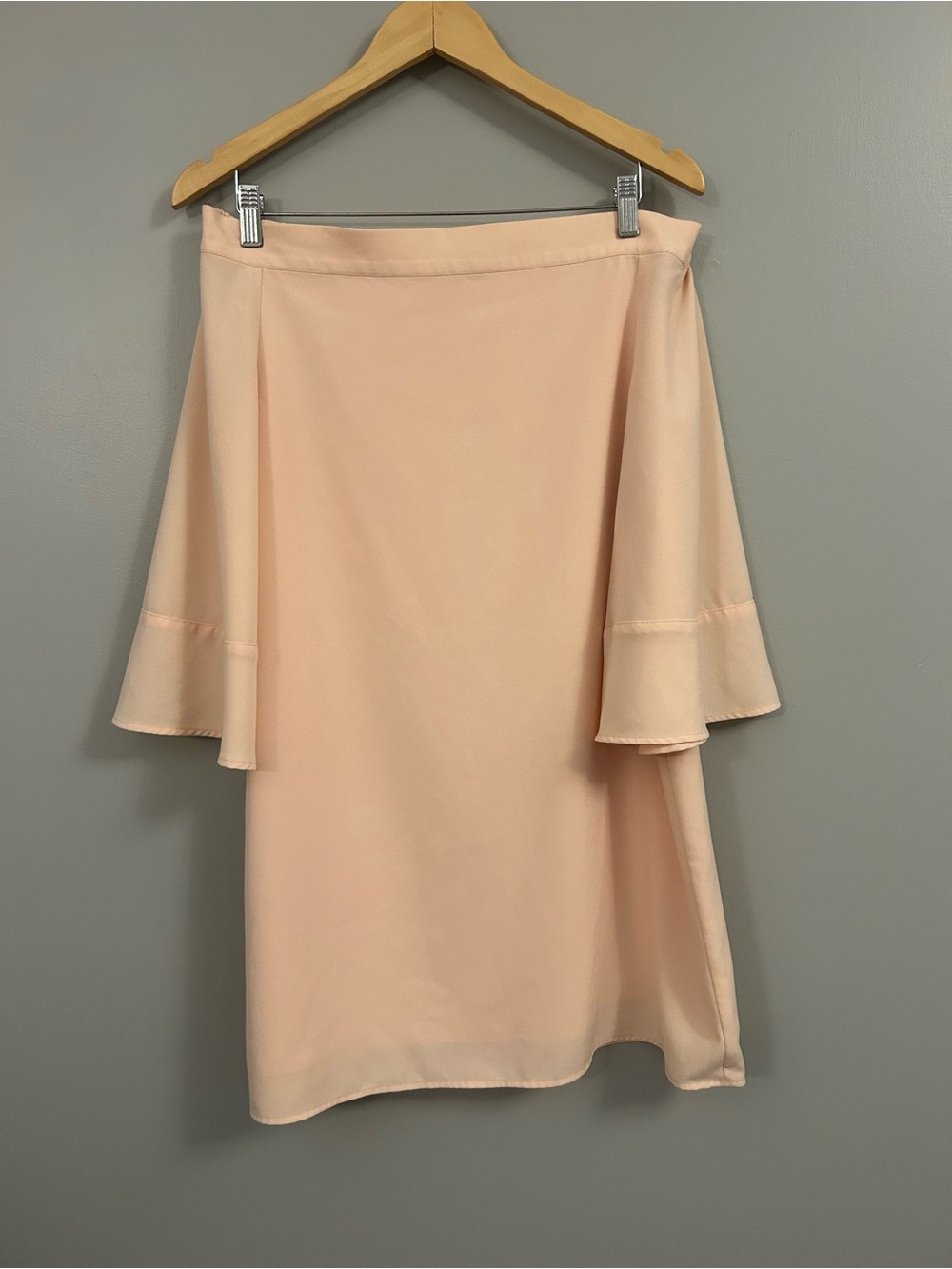 OAK + FORT Peach Off The Shoulder Dress with Flounce Detail Large
